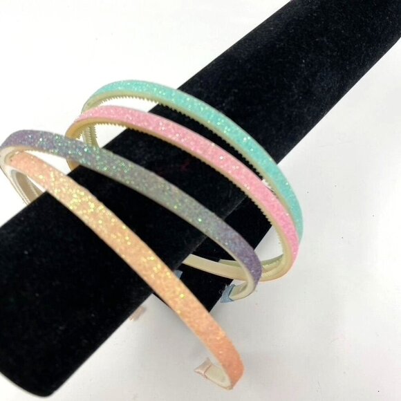 Headbands Set of 4 Pastel Glitter Plastic Hair Accessory Preowned - Picture 2 of 4